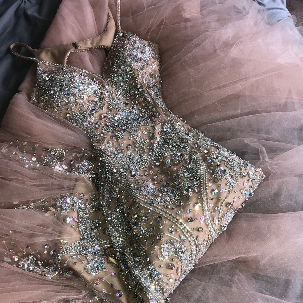 Camille La Vie Beaded Backless Mermaid Dress